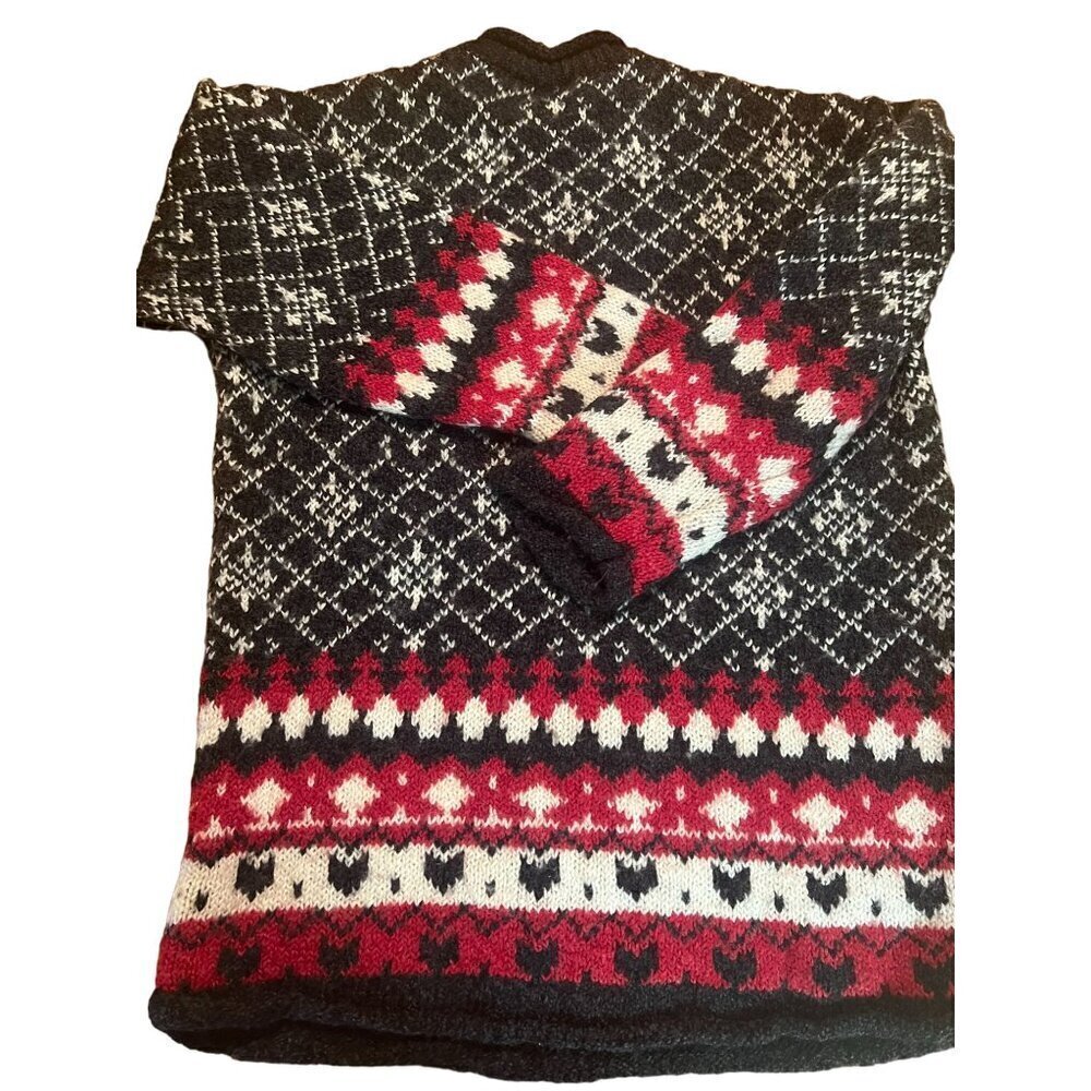 Vintage‎ Paul Harris Nordic Knit Sweater Size Large Wool Blend Black/Red/White